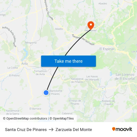 Santa Cruz De Pinares to Zarzuela Del Monte map