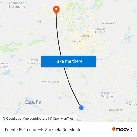 Fuente El Fresno to Zarzuela Del Monte map