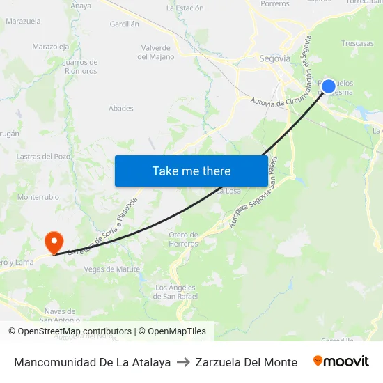 Mancomunidad De La Atalaya to Zarzuela Del Monte map