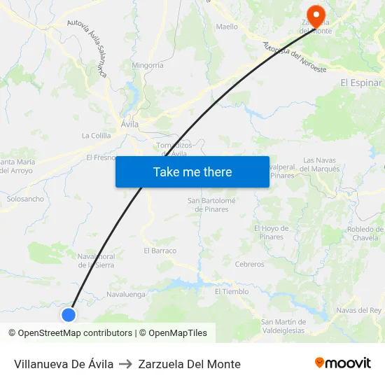 Villanueva De Ávila to Zarzuela Del Monte map