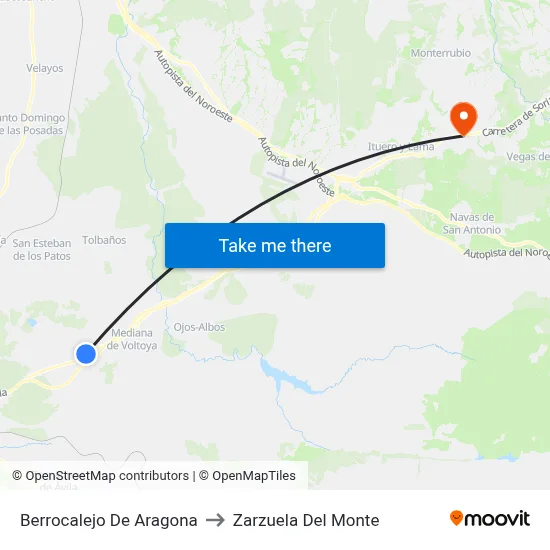 Berrocalejo De Aragona to Zarzuela Del Monte map