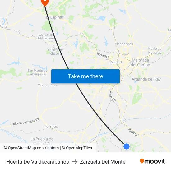 Huerta De Valdecarábanos to Zarzuela Del Monte map