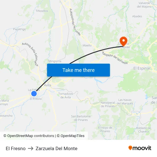 El Fresno to Zarzuela Del Monte map