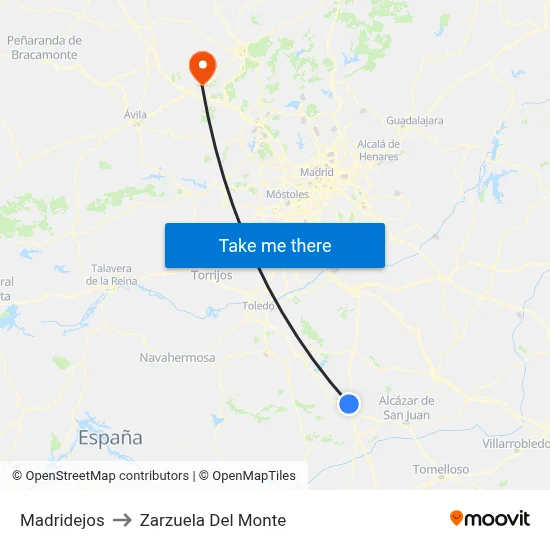 Madridejos to Zarzuela Del Monte map