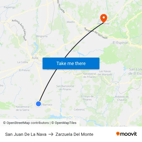 San Juan De La Nava to Zarzuela Del Monte map