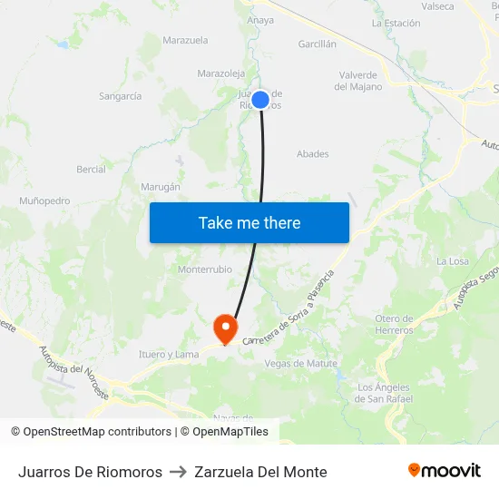 Juarros De Riomoros to Zarzuela Del Monte map