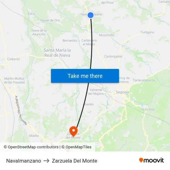 Navalmanzano to Zarzuela Del Monte map