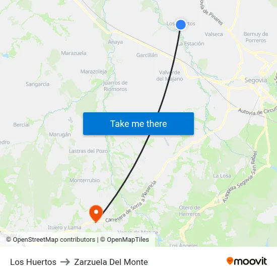 Los Huertos to Zarzuela Del Monte map
