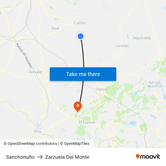 Sanchonuño to Zarzuela Del Monte map