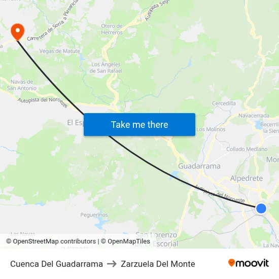 Cuenca Del Guadarrama to Zarzuela Del Monte map