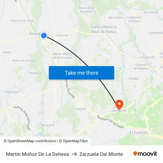 Martín Muñoz De La Dehesa to Zarzuela Del Monte map