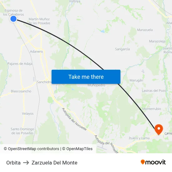 Orbita to Zarzuela Del Monte map