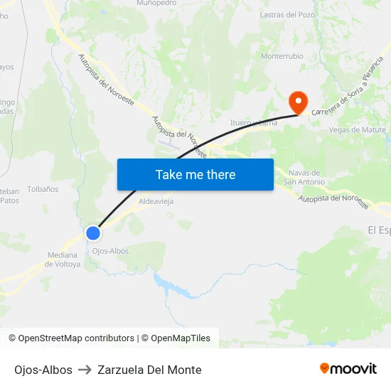 Ojos-Albos to Zarzuela Del Monte map