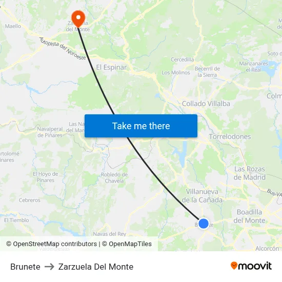 Brunete to Zarzuela Del Monte map