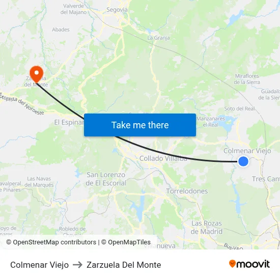Colmenar Viejo to Zarzuela Del Monte map