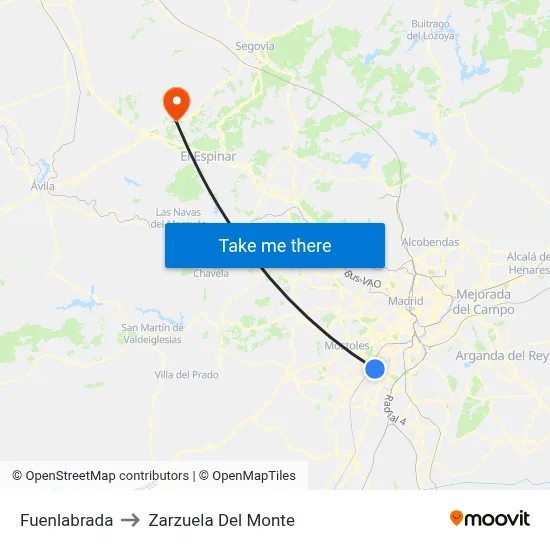 Fuenlabrada to Zarzuela Del Monte map