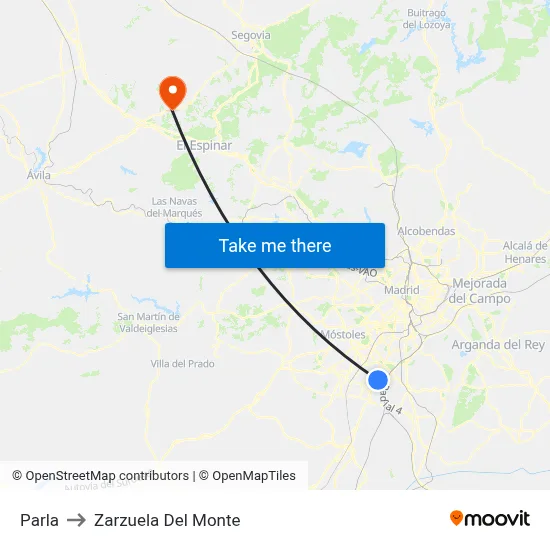 Parla to Zarzuela Del Monte map