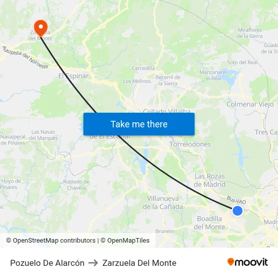 Pozuelo De Alarcón to Zarzuela Del Monte map