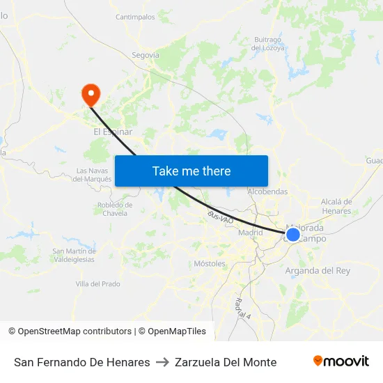 San Fernando De Henares to Zarzuela Del Monte map