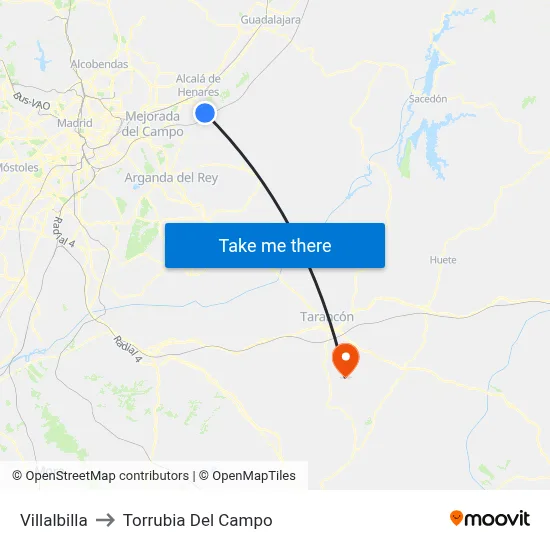 Villalbilla to Torrubia Del Campo map