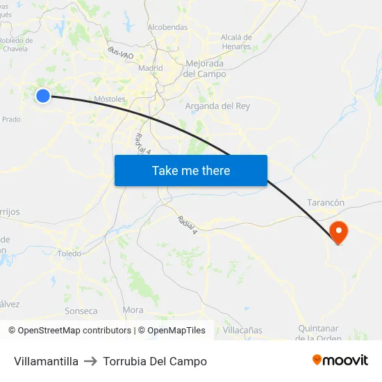 Villamantilla to Torrubia Del Campo map
