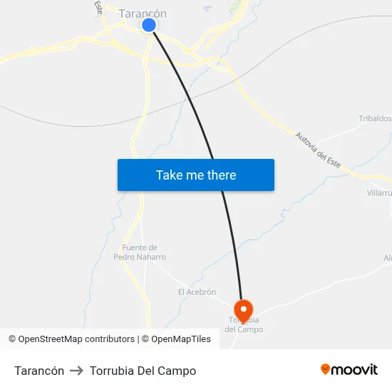 Tarancón to Torrubia Del Campo map