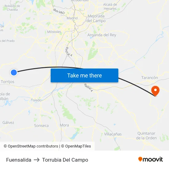 Fuensalida to Torrubia Del Campo map