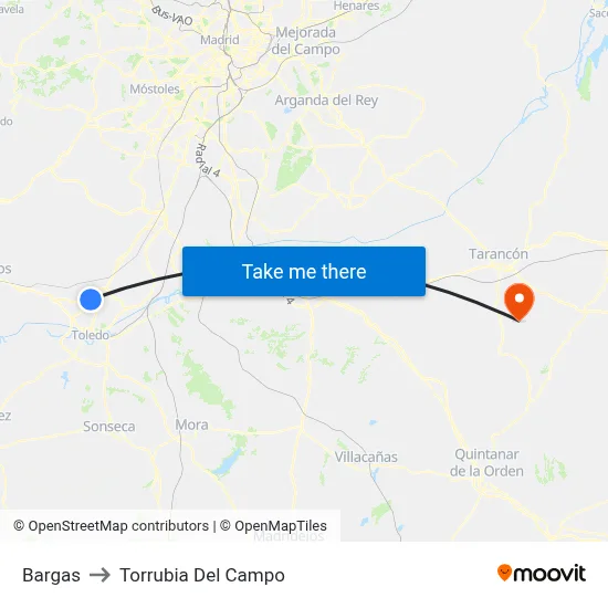 Bargas to Torrubia Del Campo map