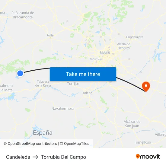Candeleda to Torrubia Del Campo map