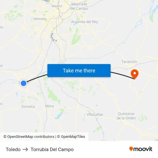 Toledo to Torrubia Del Campo map
