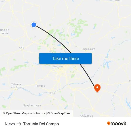 Nieva to Torrubia Del Campo map