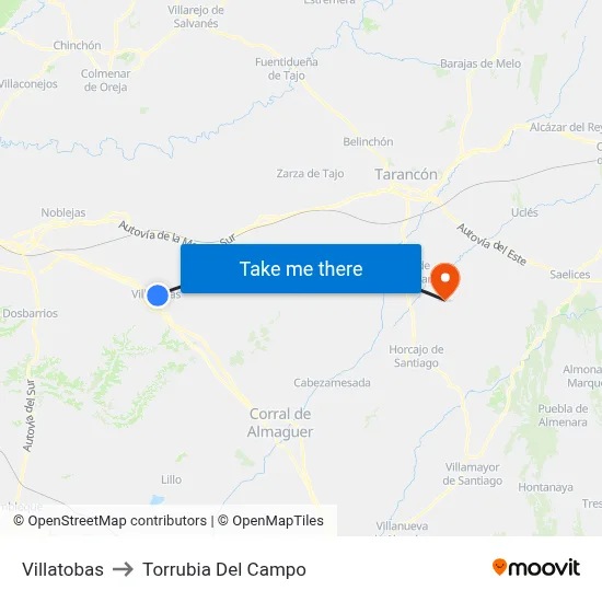 Villatobas to Torrubia Del Campo map