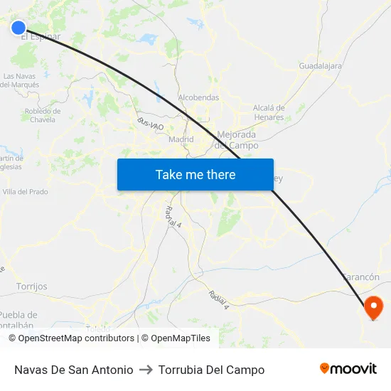 Navas De San Antonio to Torrubia Del Campo map