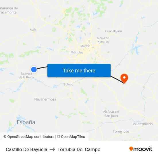 Castillo De Bayuela to Torrubia Del Campo map