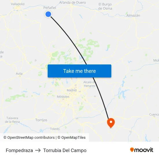 Fompedraza to Torrubia Del Campo map