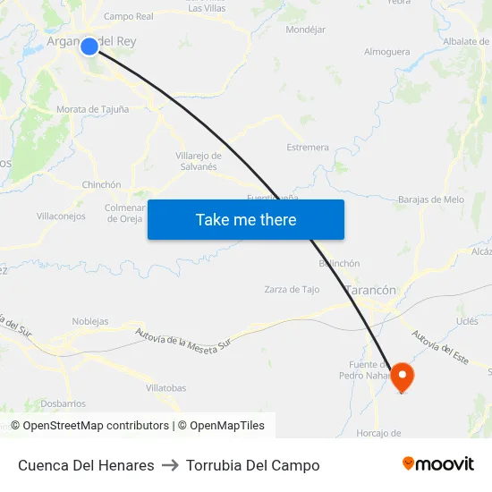 Cuenca Del Henares to Torrubia Del Campo map