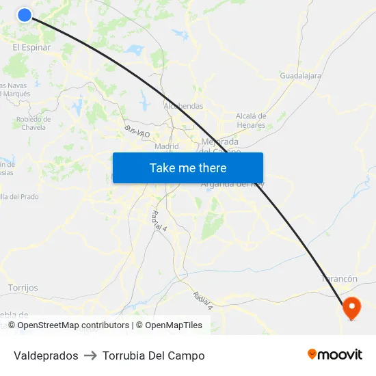 Valdeprados to Torrubia Del Campo map