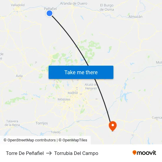 Torre De Peñafiel to Torrubia Del Campo map