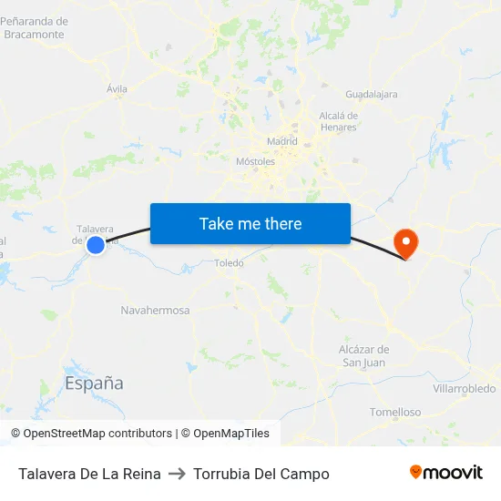 Talavera De La Reina to Torrubia Del Campo map