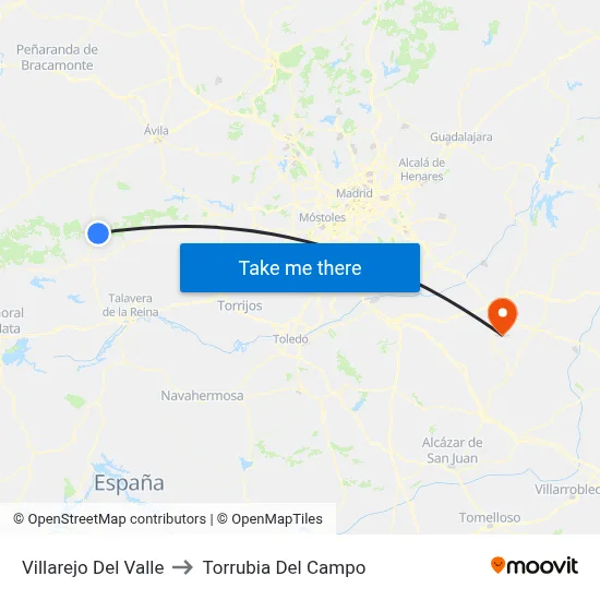 Villarejo Del Valle to Torrubia Del Campo map