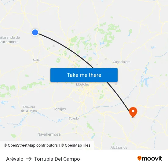 Arévalo to Torrubia Del Campo map