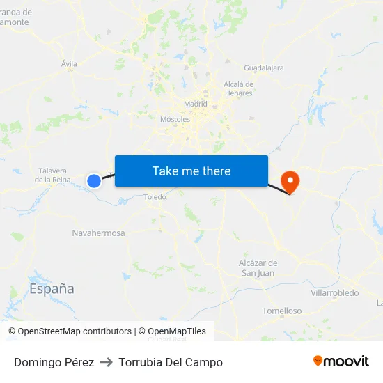 Domingo Pérez to Torrubia Del Campo map