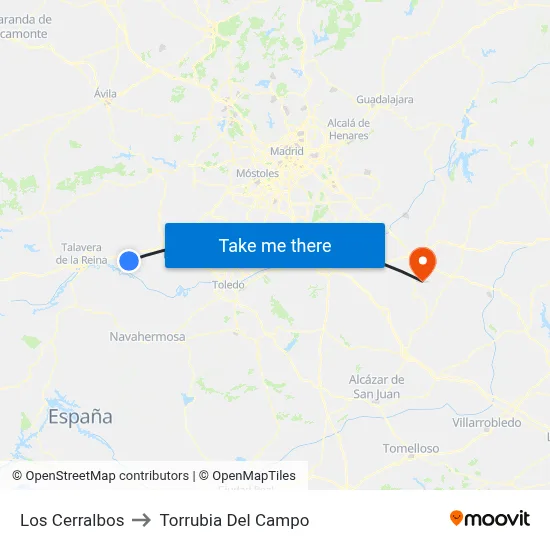 Los Cerralbos to Torrubia Del Campo map