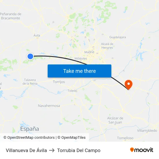 Villanueva De Ávila to Torrubia Del Campo map