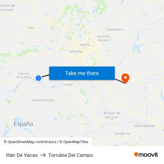 Illán De Vacas to Torrubia Del Campo map