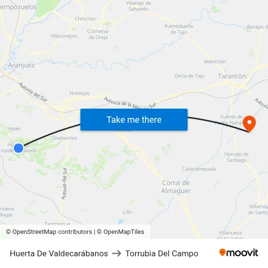 Huerta De Valdecarábanos to Torrubia Del Campo map