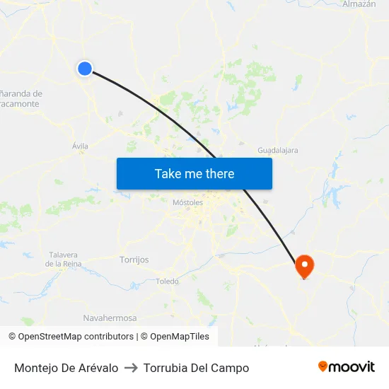 Montejo De Arévalo to Torrubia Del Campo map