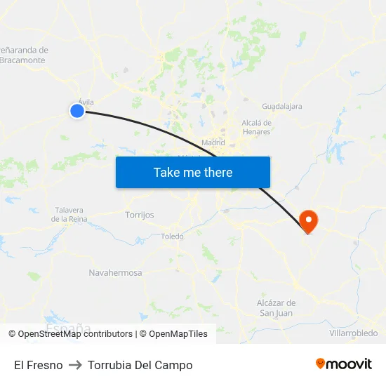 El Fresno to Torrubia Del Campo map
