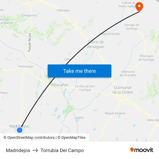 Madridejos to Torrubia Del Campo map