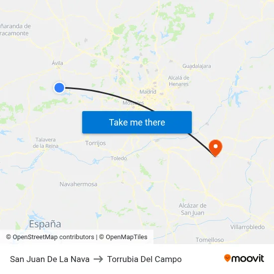 San Juan De La Nava to Torrubia Del Campo map